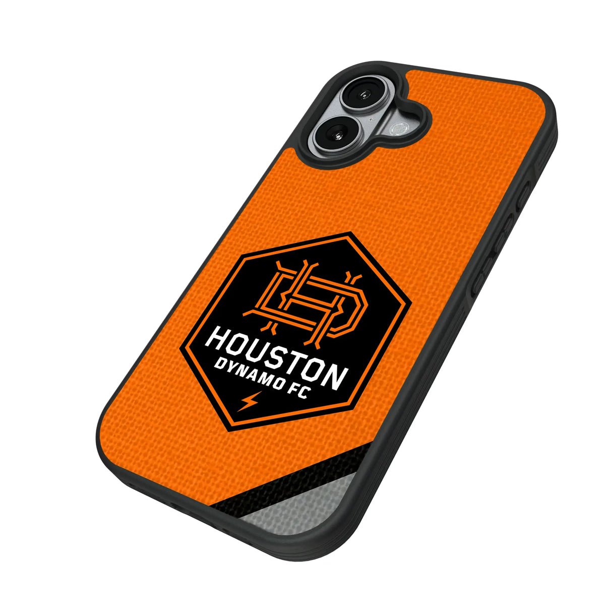 Houston Dynamo Diagonal Stripe iPhone Bump Phone Case for Apple iPhone - Isometric View#Device_iPhone 17