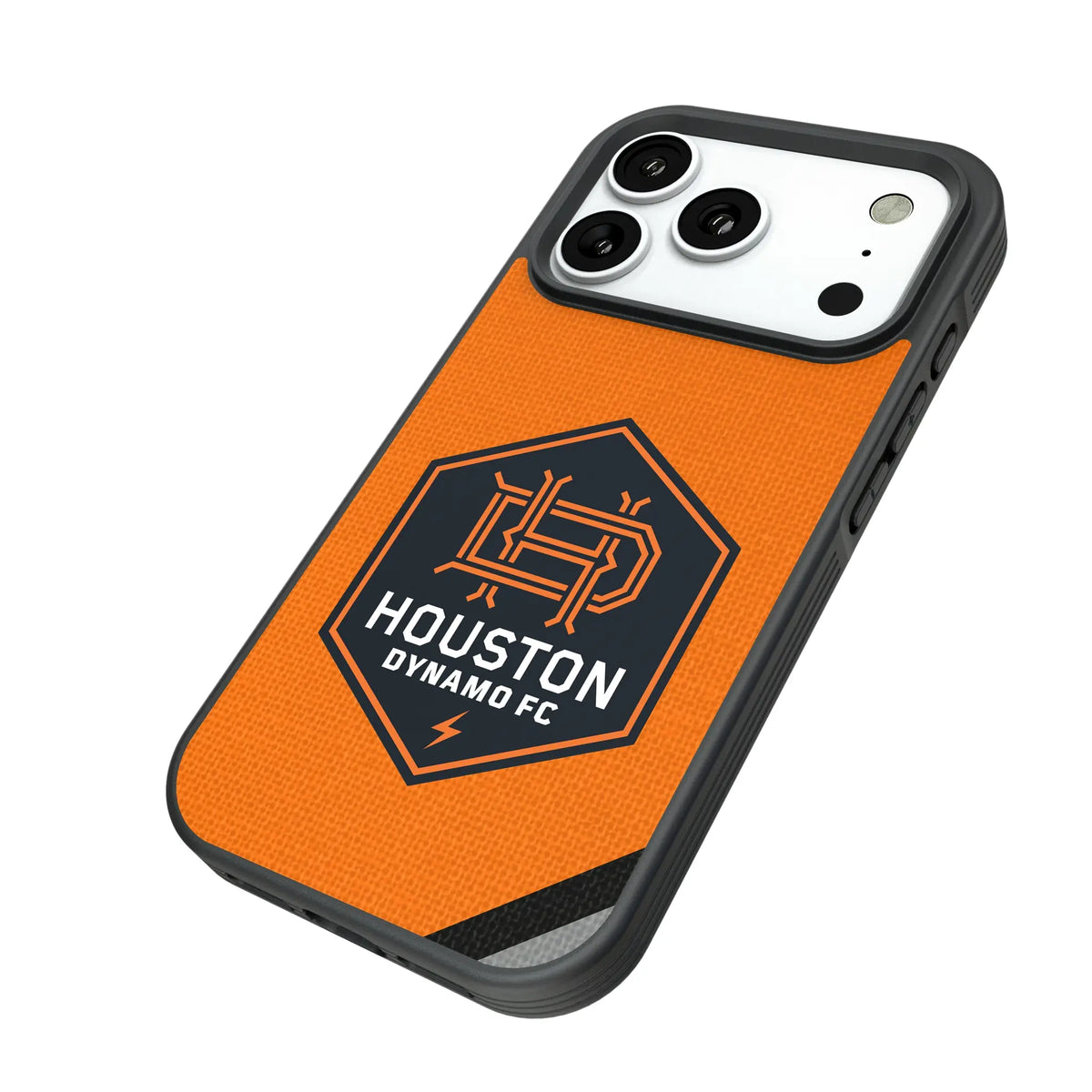Houston Dynamo Diagonal Stripe iPhone Bump Phone Case for Apple iPhone - Isometric View#Device_iPhone 18 Pro