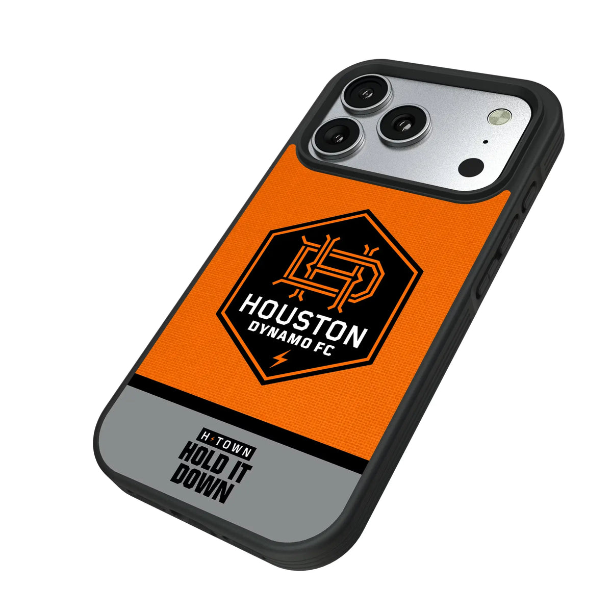 Houston Dynamo Endzone Solid iPhone Bump Phone Case for Apple iPhone - Isometric View#Device_iPhone 17 Pro