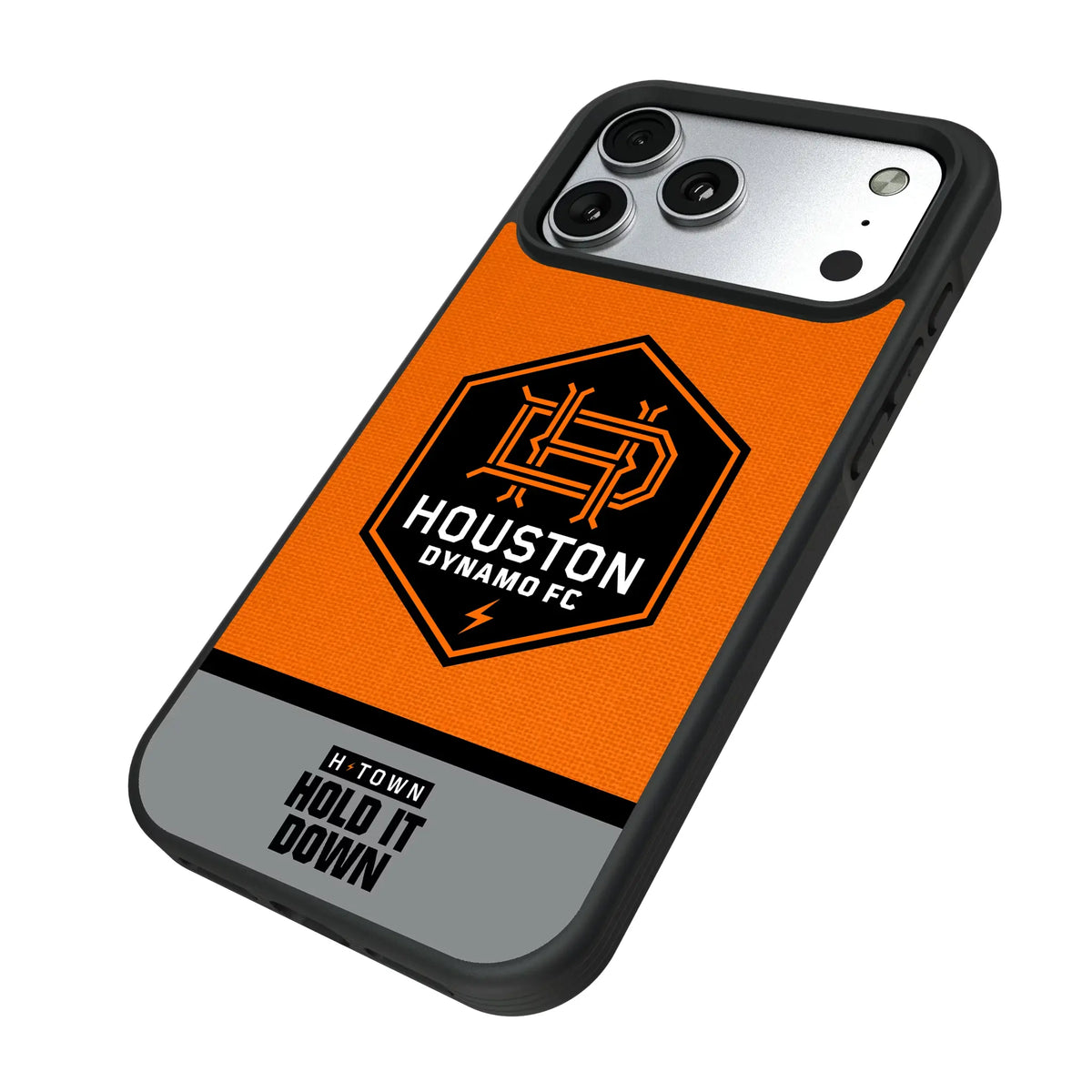 Houston Dynamo Endzone Solid iPhone Bump Phone Case for Apple iPhone - Isometric View#Device_iPhone 17 Pro Max