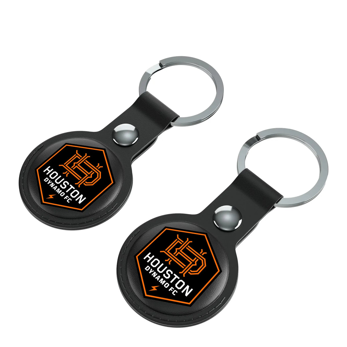 Houston Dynamo Insignia AirTag Black Airtag Holder 2-Pack - Isometric View