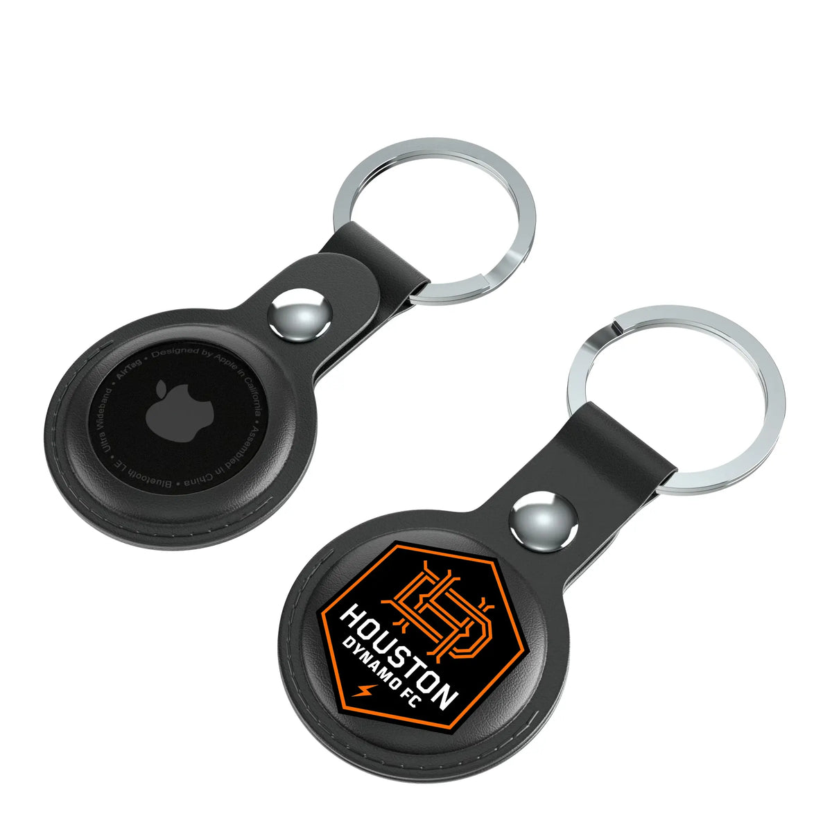 Houston Dynamo Insignia AirTag Black Airtag Holder 2-Pack - Isometric View