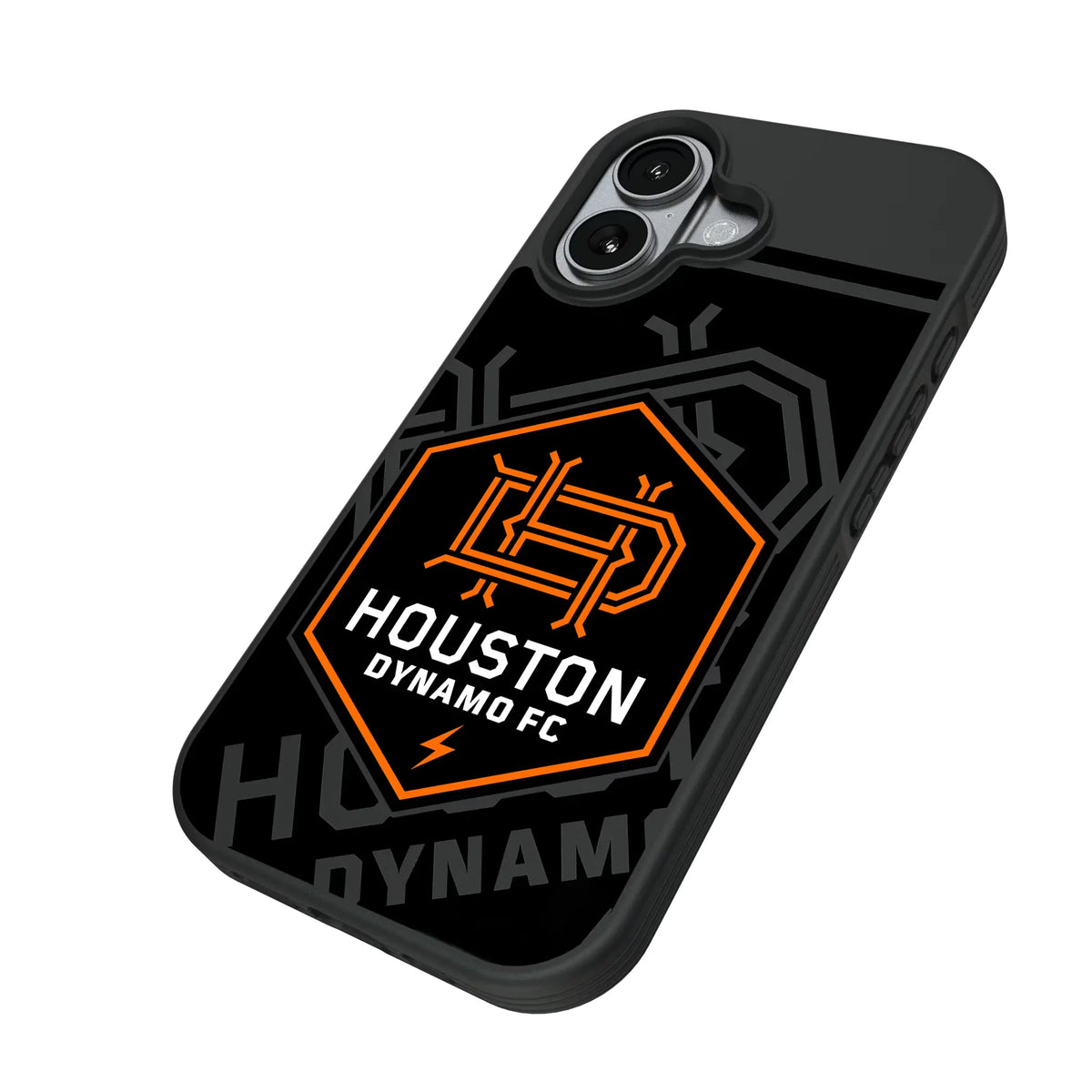 Houston Dynamo Monocolor Tilt iPhone Bump Phone Case for Apple iPhone - Isometric View#Device_iPhone 17