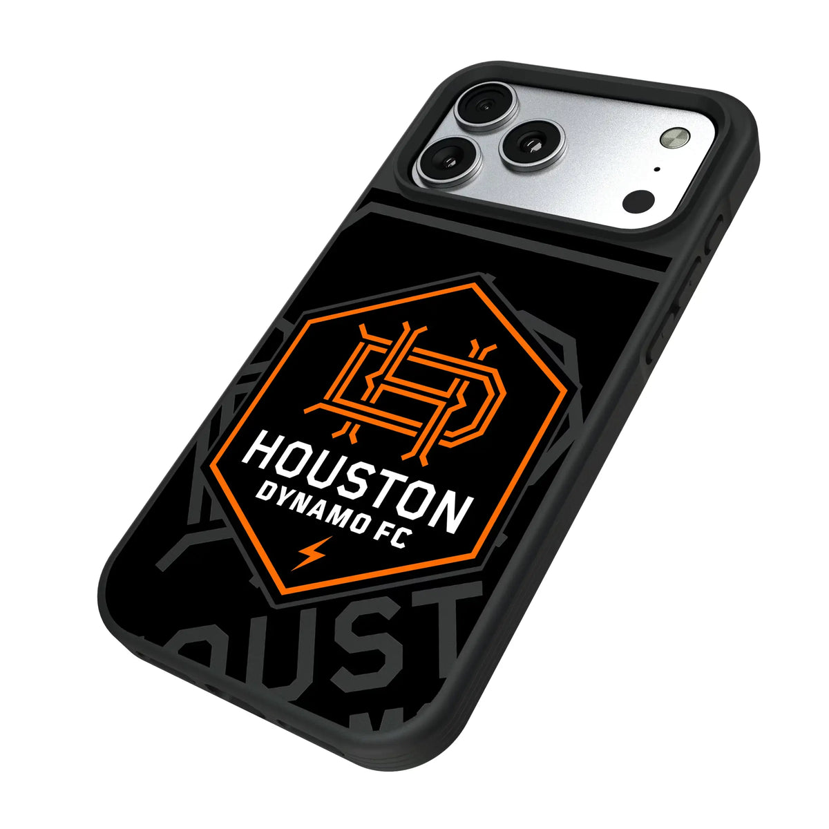 Houston Dynamo Monocolor Tilt iPhone Bump Phone Case for Apple iPhone - Isometric View#Device_iPhone 17 Pro Max