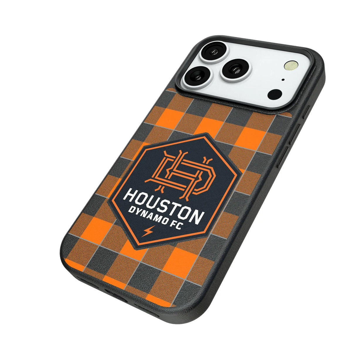 Houston Dynamo Plaid iPhone MagSafe Compatible Phone Case for Apple iPhone - Isometric View#Device_iPhone 18 Pro