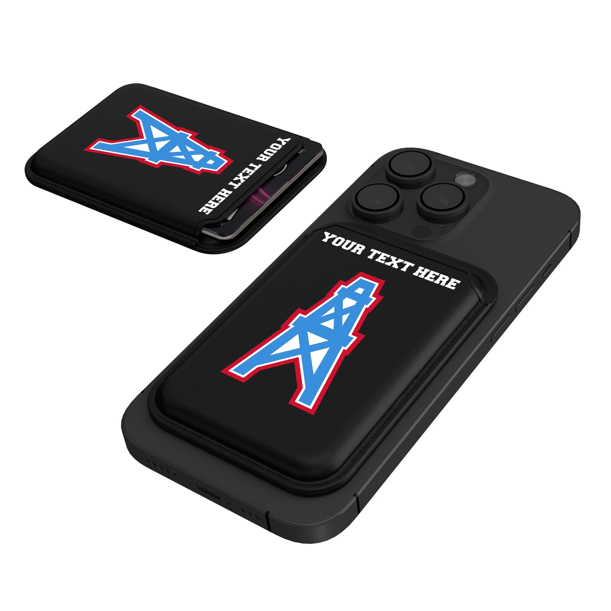 Houston Oilers Historic Collection Personalized Insignia Black Magnetic Credit Card Wallet