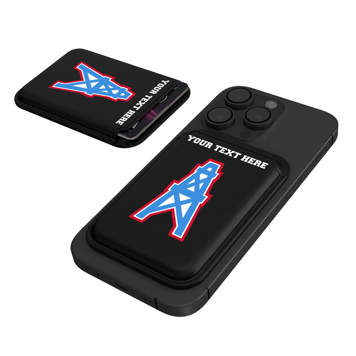 Houston Oilers Historic Collection Personalized Insignia Black Magnetic Credit Card Wallet