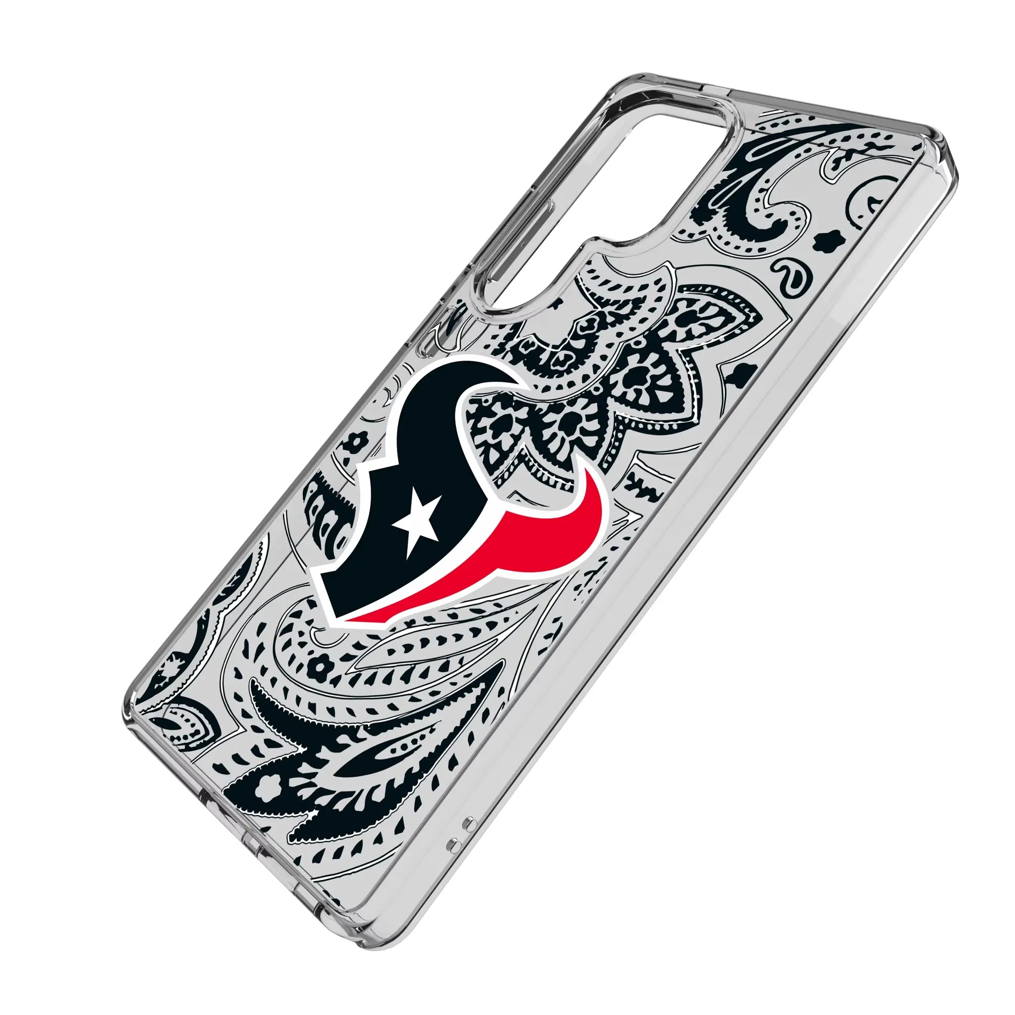 Houston Texans Paisley Galaxy Clear Phone Case for Samsung Galaxy - Isometric View#Device_Galaxy S25 Ultra