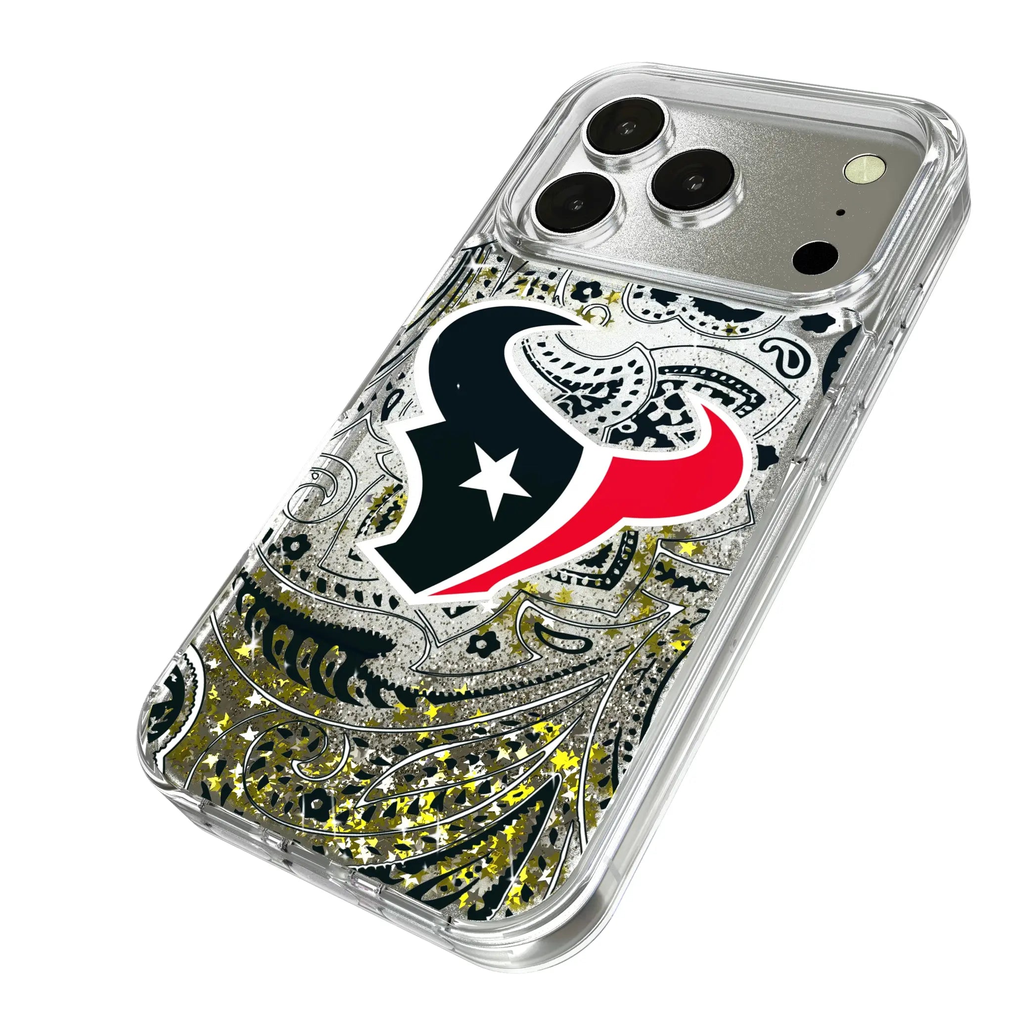 Houston Texans Paisley iPhone Glitter Phone Case for Apple iPhone - Isometric View