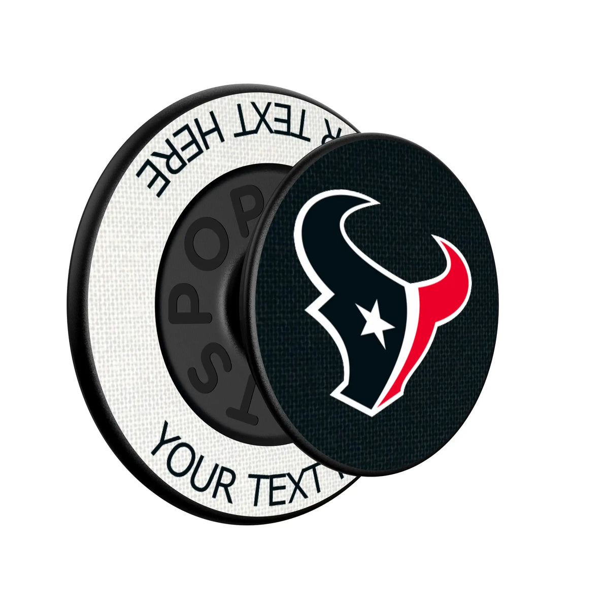 Houston Texans Personalized Endzone Solid Popsockets Round Magnetic - Isometric View