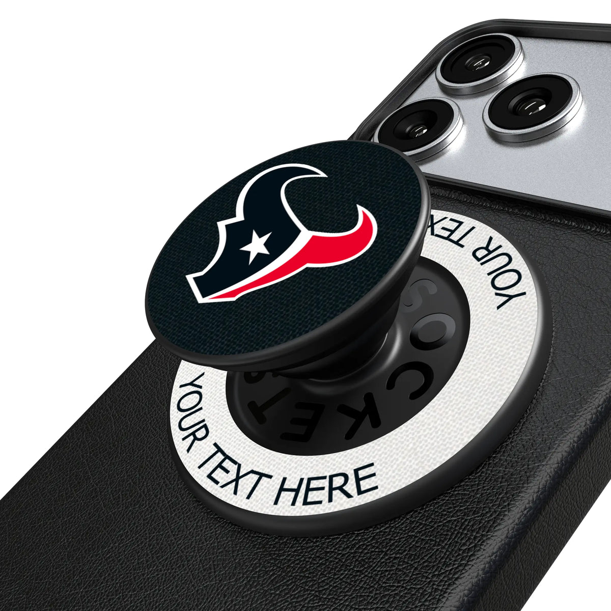 Houston Texans Personalized Endzone Solid Popsockets Round Magnetic
