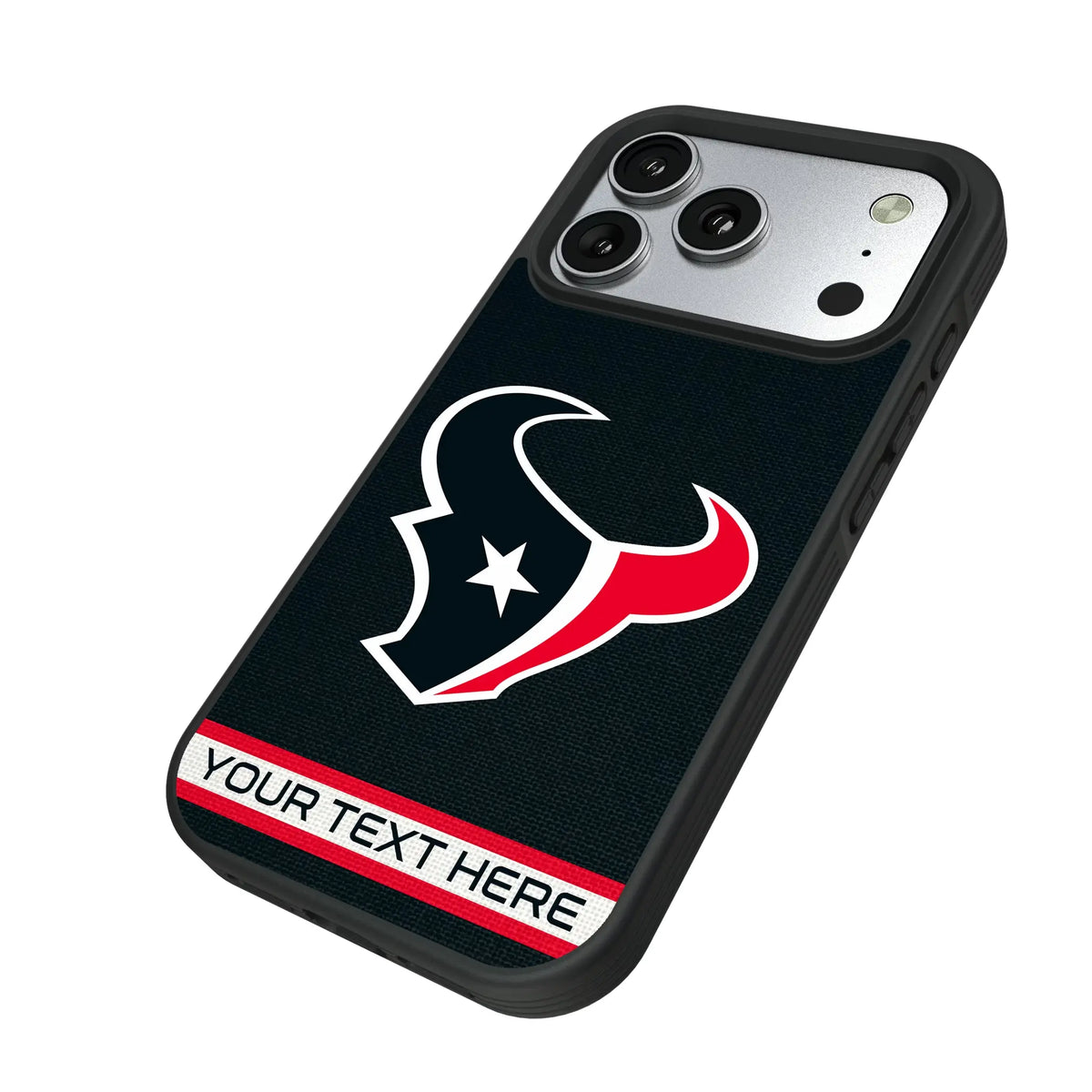 Houston Texans Personalized Stripe iPhone Bump Phone Case for Apple iPhone - Isometric View#Device_iPhone 17 Pro