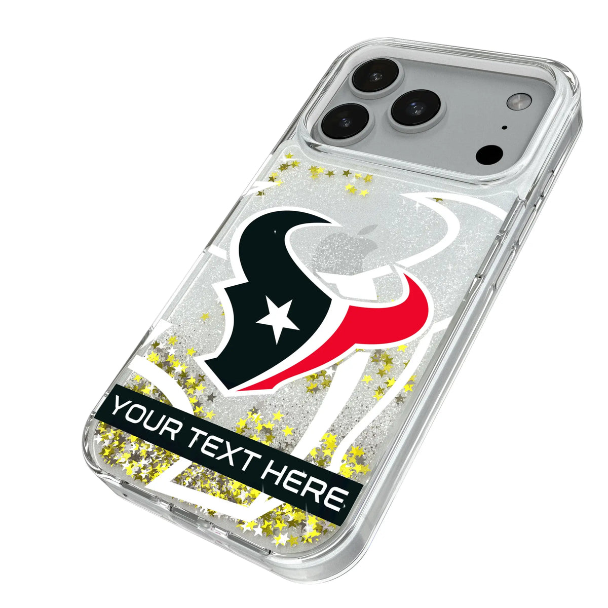 Houston Texans Personalized Tilt iPhone Glitter Phone Case for Apple iPhone - Isometric View#Device_iPhone 18 Pro