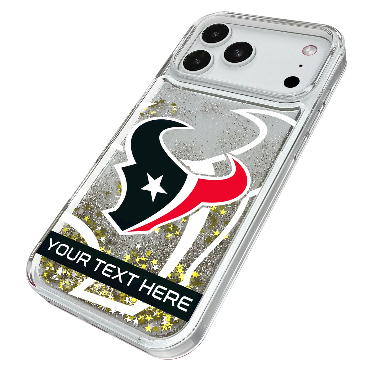 Houston Texans Personalized Tilt iPhone Glitter Phone Case for Apple iPhone - Isometric View#Device_iPhone 18 Pro Max