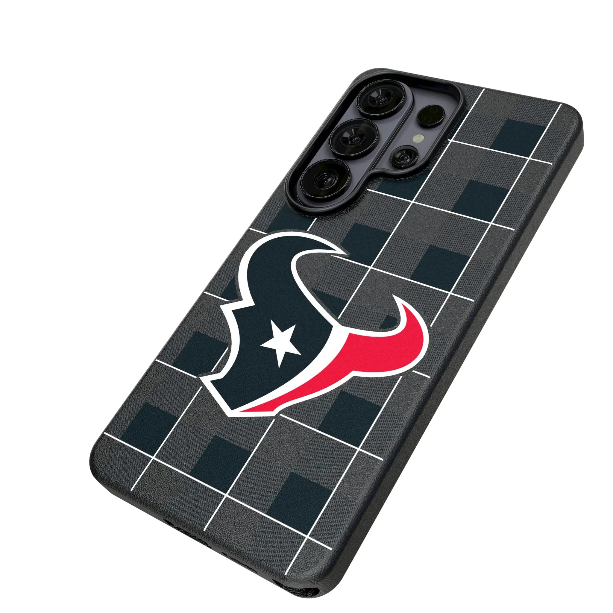 Houston Texans Plaid Galaxy MagSafe Compatible Phone Case for Samsung Galaxy - Isometric View#Device_Galaxy S26 Ultra