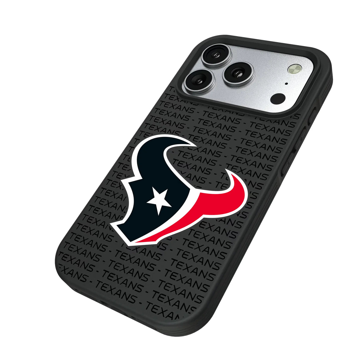 Houston Texans Text Backdrop iPhone Bump Phone Case for Apple iPhone - Isometric View#Device_iPhone 17 Pro