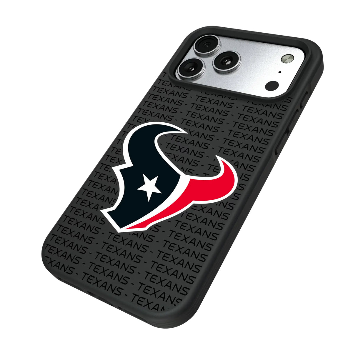 Houston Texans Text Backdrop iPhone Bump Phone Case for Apple iPhone - Isometric View#Device_iPhone 17 Pro Max