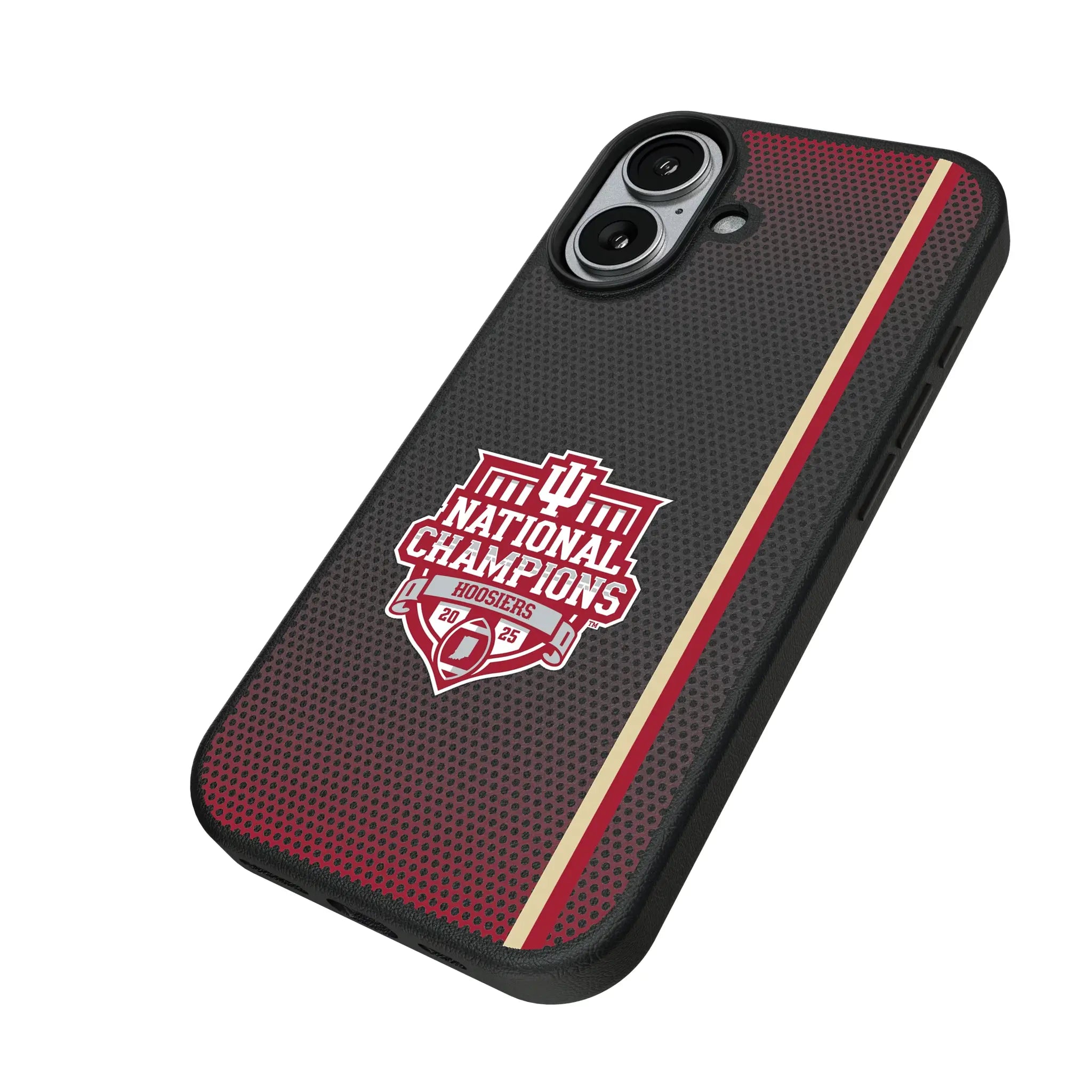 Indiana University Hoosiers 2025 College Football Playoff National Champion iPhone MagSafe Compatible Phone Case for Apple iPhone - Isometric View#Device_iPhone 17
