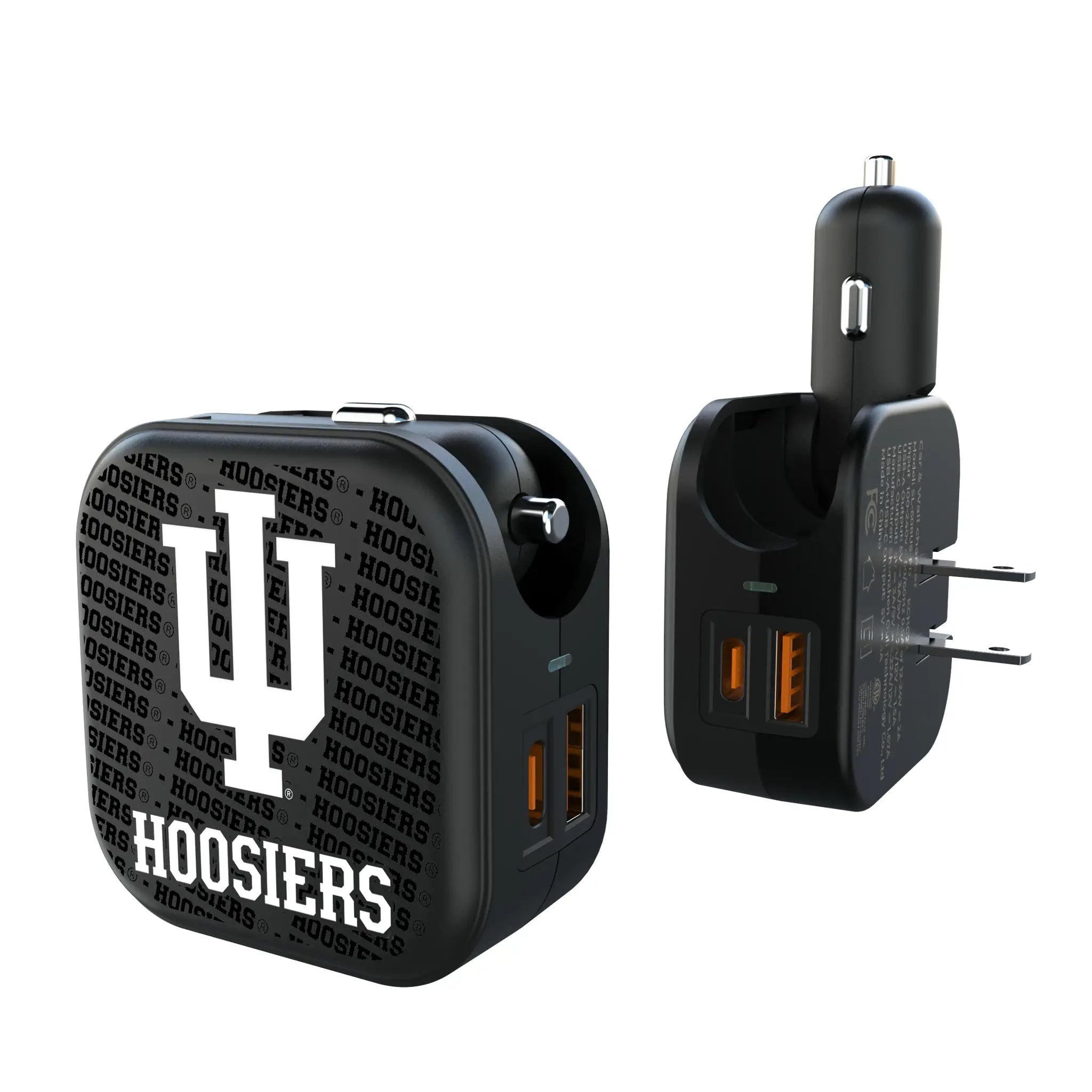 Indiana University Hoosiers Text Backdrop 2 in 1 USB A/C Charger