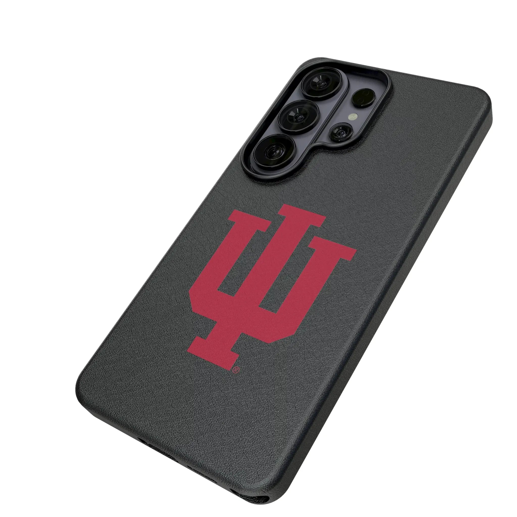 Indiana University Hoosiers Text Backdrop Galaxy MagSafe Compatible Phone Case for Samsung Galaxy - Isometric View#Device_Galaxy S26 Ultra