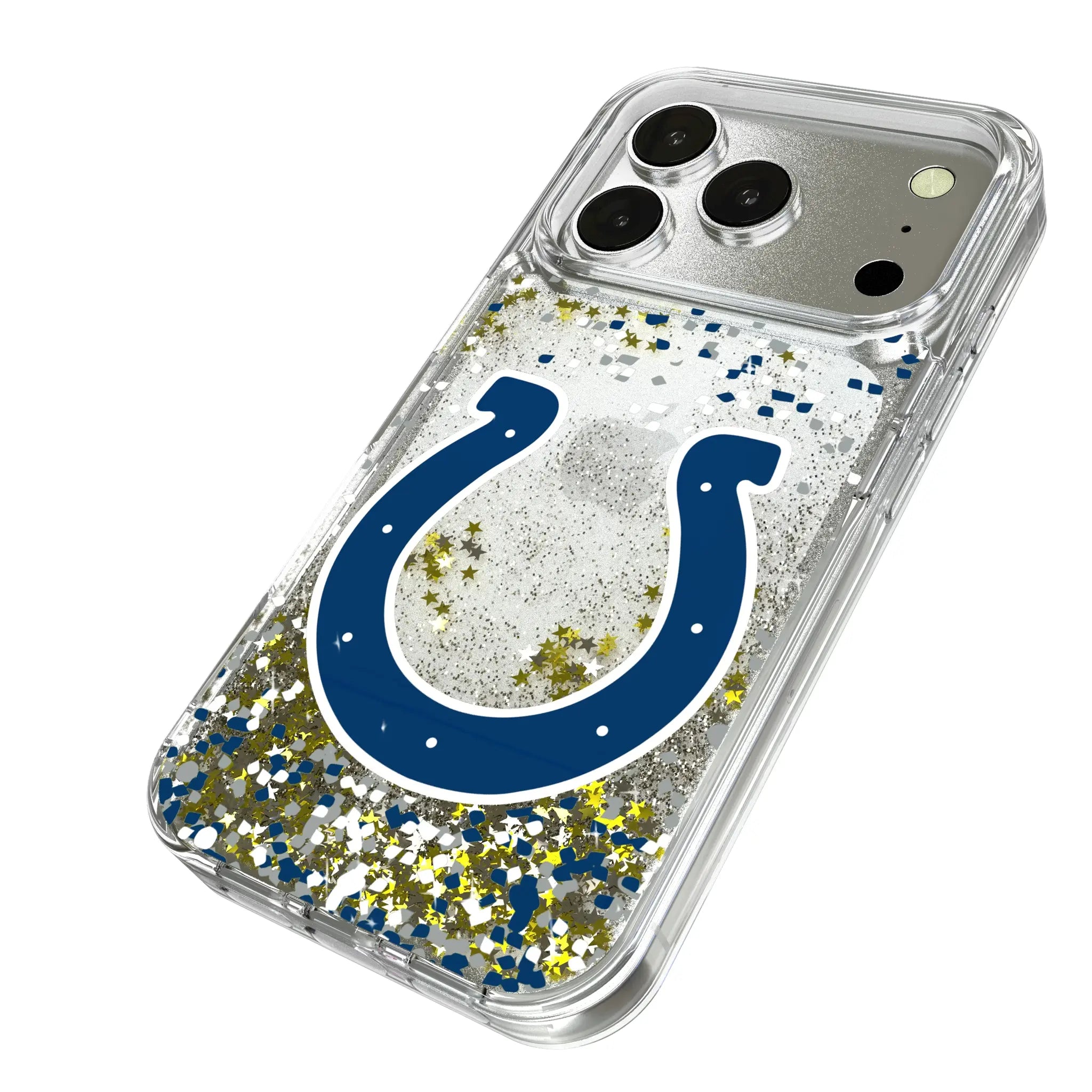 Indianapolis Colts Confetti iPhone Glitter Phone Case for Apple iPhone - Isometric View