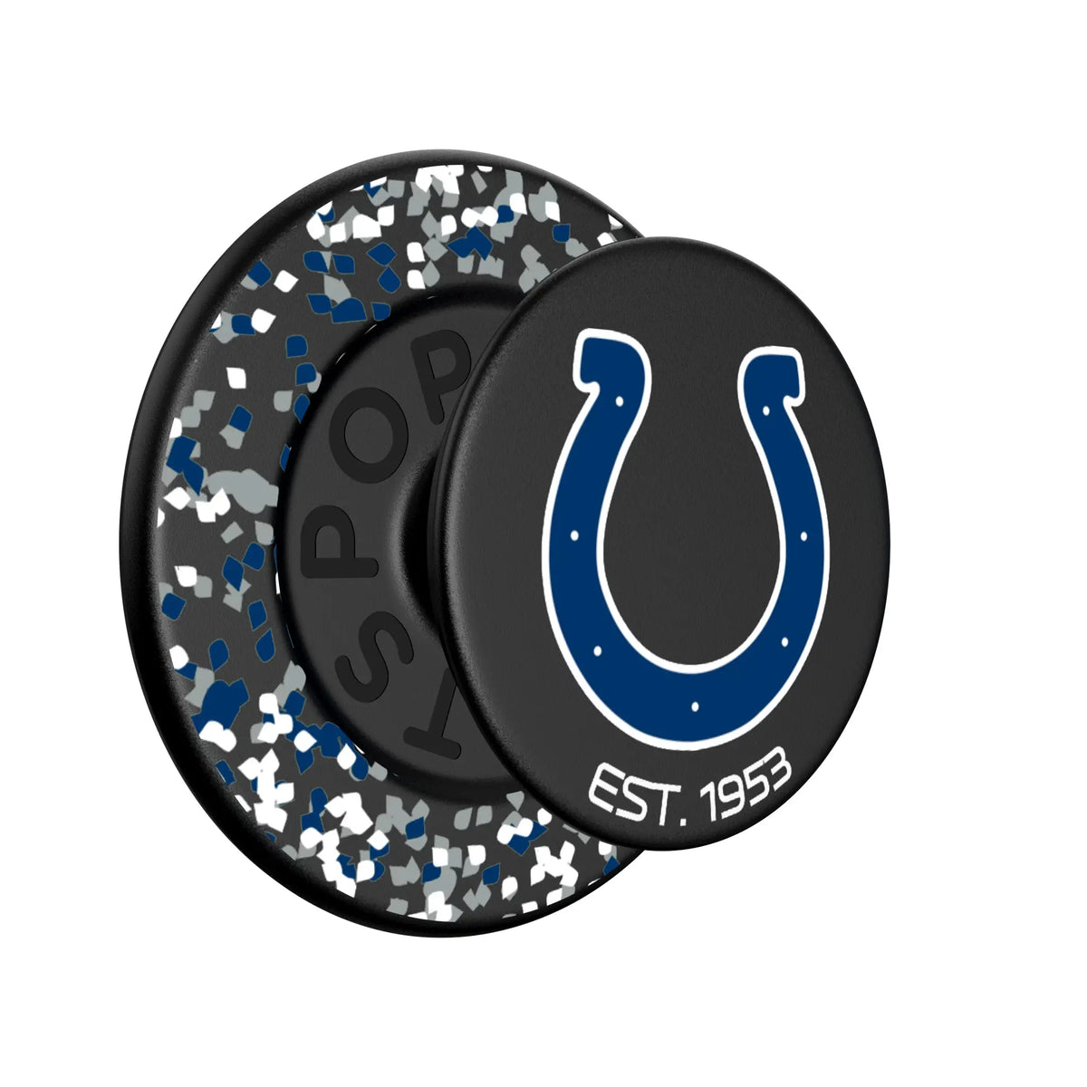 Indianapolis Colts Confetti Popsockets Round Magnetic - Isometric View