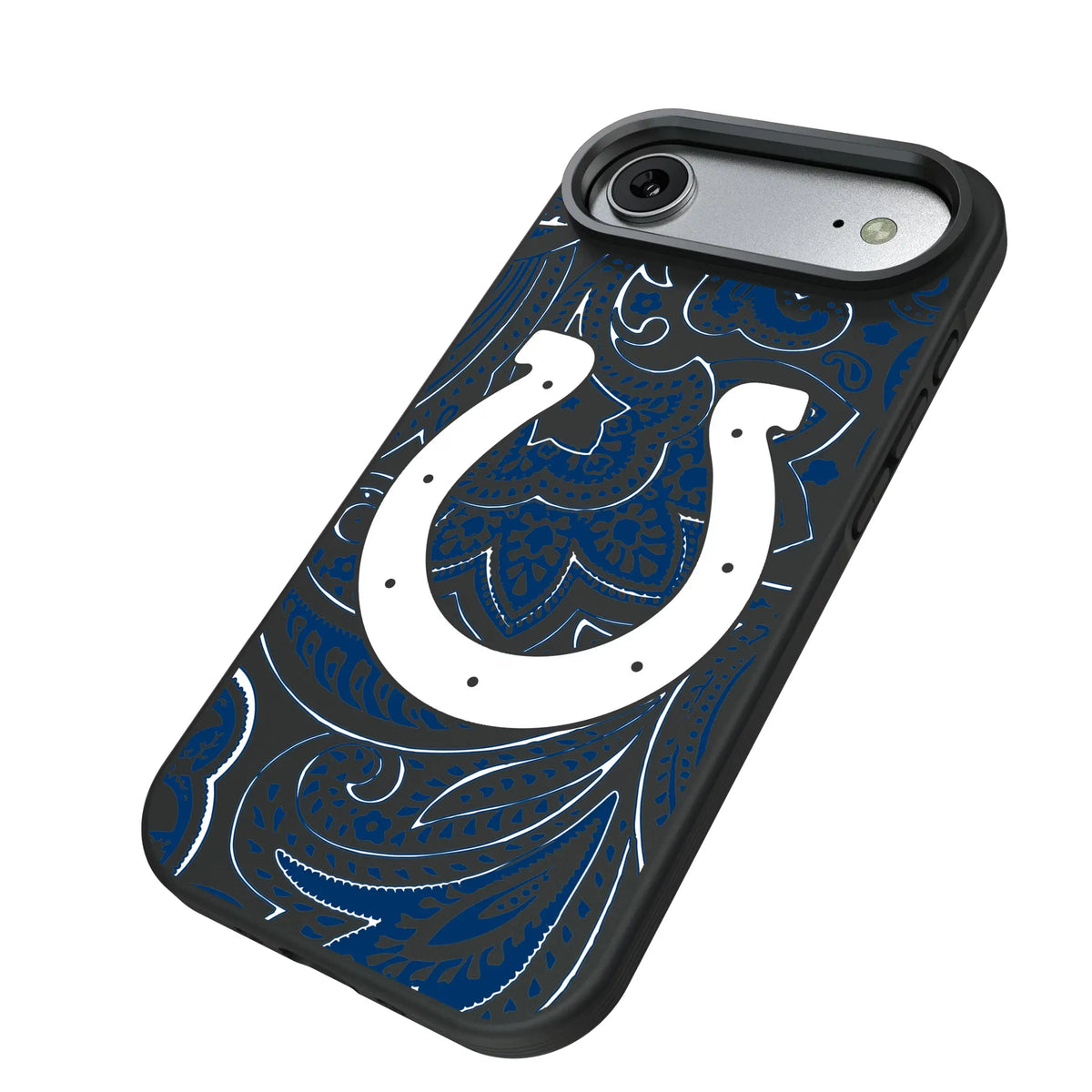 Indianapolis Colts Paisley iPhone Bump Phone Case for Apple iPhone - Isometric View#Device_iPhone Air