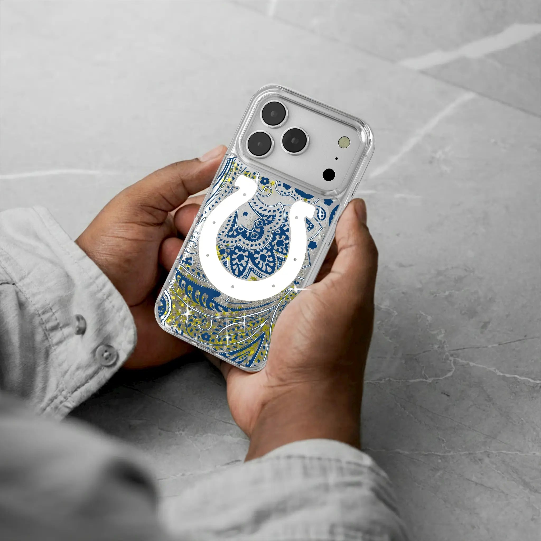 Indianapolis Colts Paisley iPhone Glitter Phone Case for Apple iPhone - Lifestyle