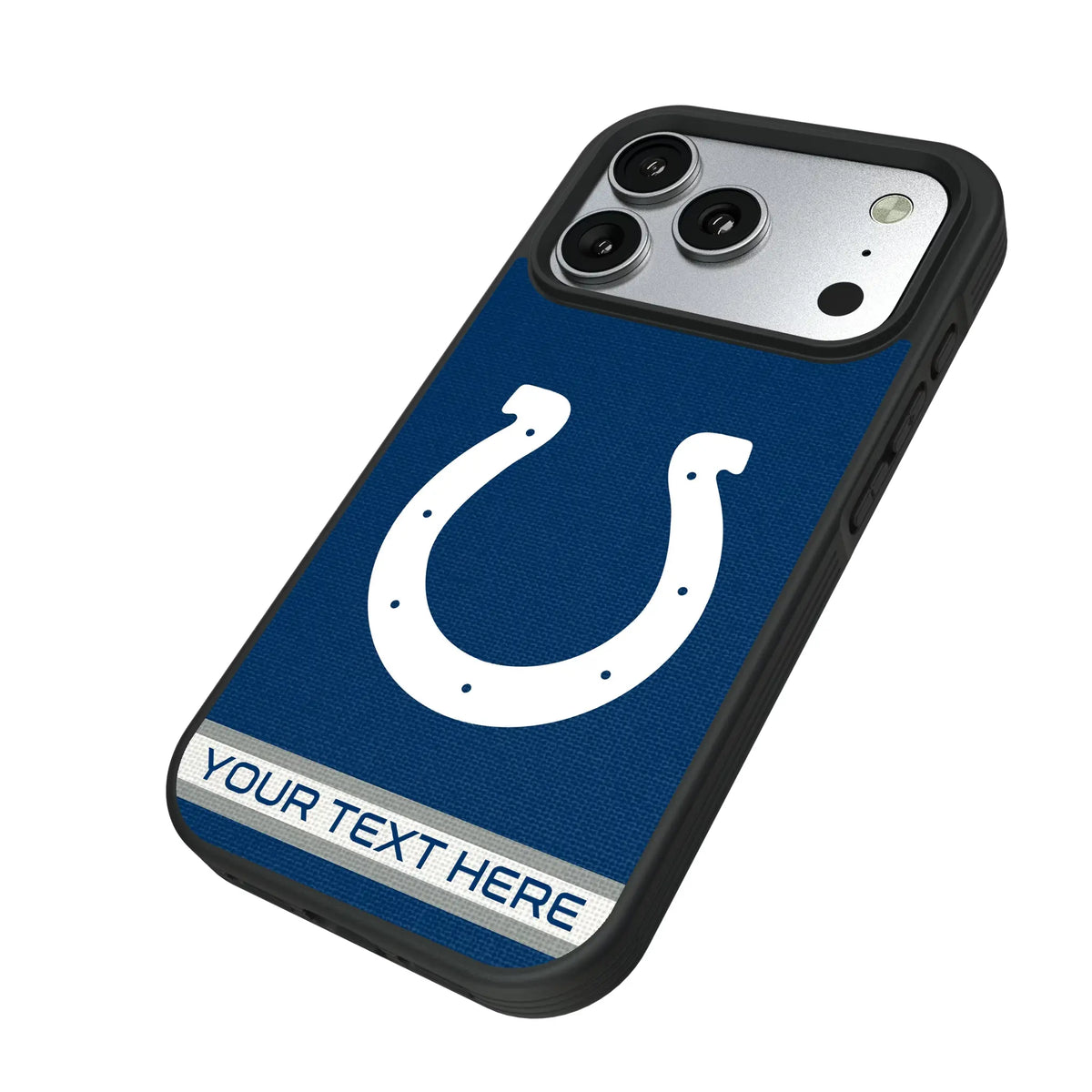 Indianapolis Colts Personalized Stripe iPhone Bump Phone Case for Apple iPhone - Isometric View#Device_iPhone 17 Pro