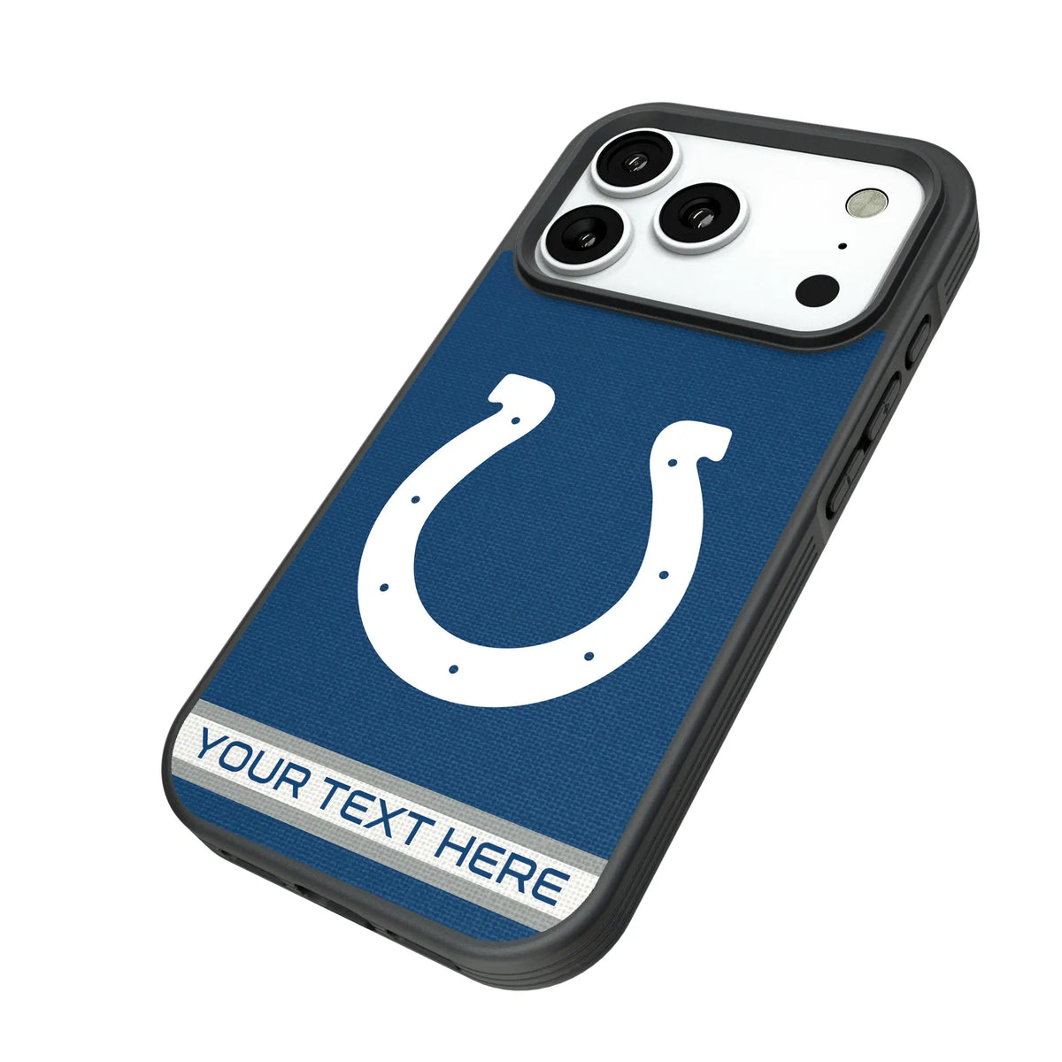 Indianapolis Colts Personalized Stripe iPhone Bump Phone Case for Apple iPhone - Isometric View#Device_iPhone 18 Pro