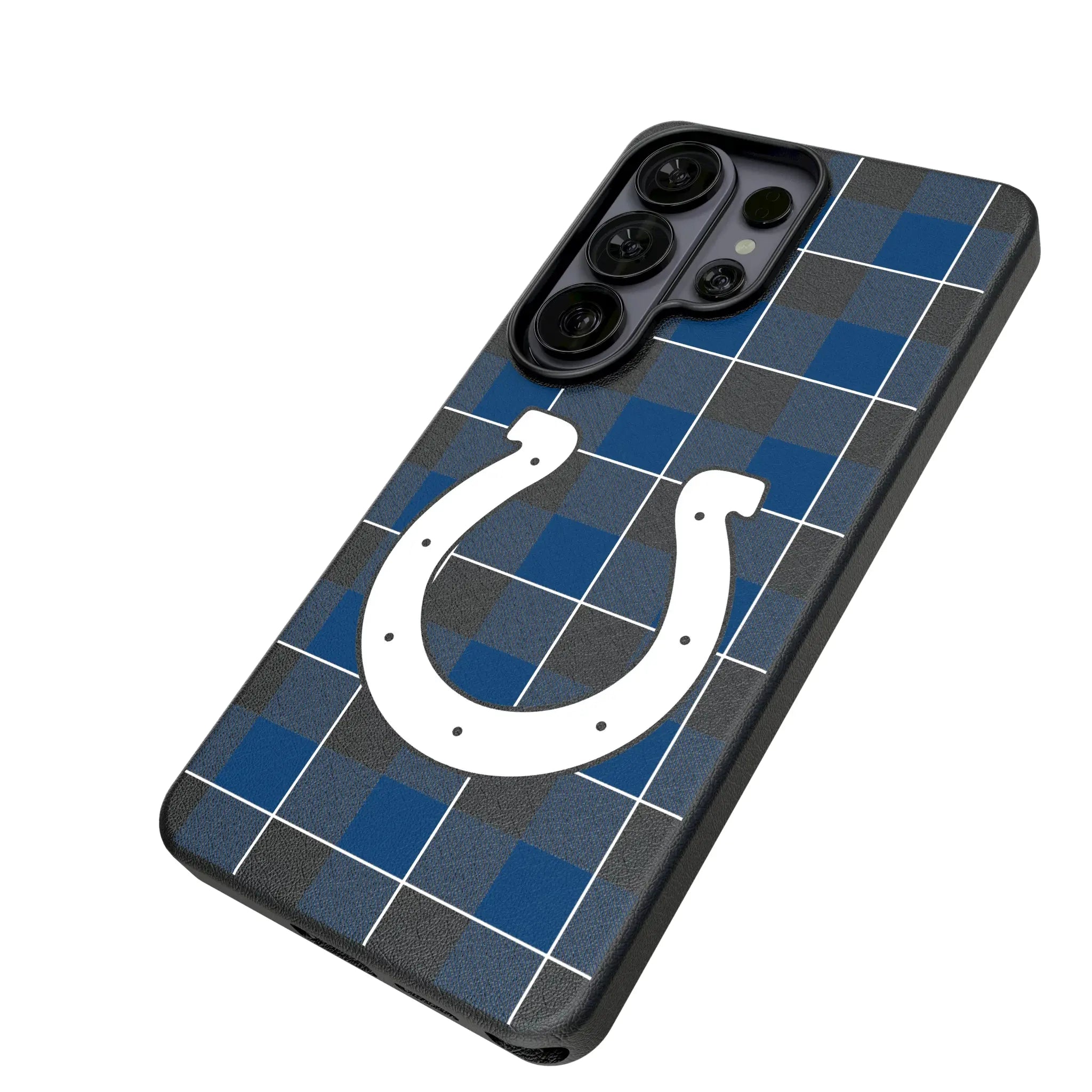 Indianapolis Colts Plaid Galaxy MagSafe Compatible Phone Case for Samsung Galaxy - Isometric View#Device_Galaxy S26 Ultra