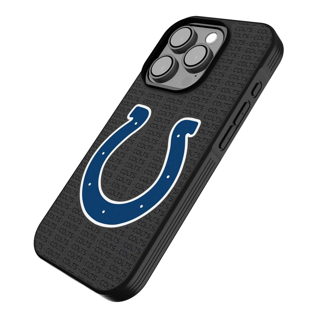 Indianapolis Colts Text Backdrop iPhone Bump Phone Case for Apple iPhone - Isometric View