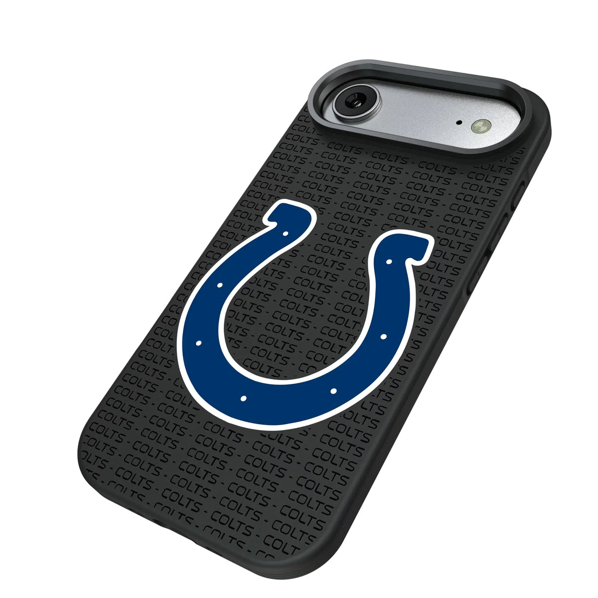 Indianapolis Colts Text Backdrop iPhone Bump Phone Case for Apple iPhone - Isometric View#Device_iPhone Air