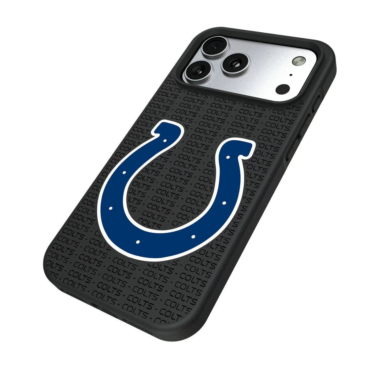 Indianapolis Colts Text Backdrop iPhone Bump Phone Case for Apple iPhone - Isometric View#Device_iPhone 17 Pro Max