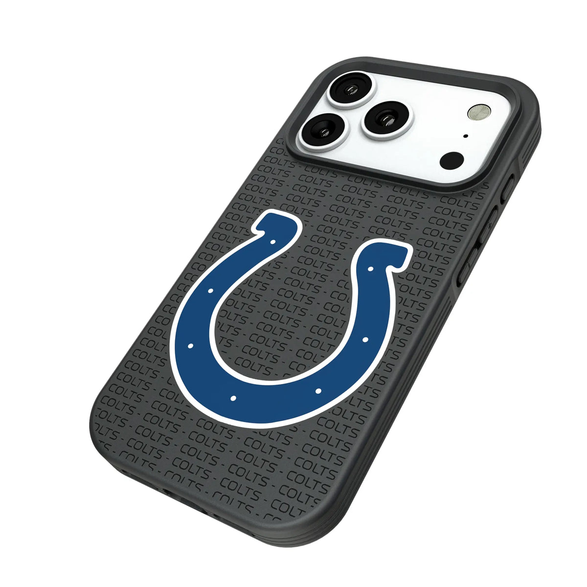 Indianapolis Colts Text Backdrop iPhone Bump Phone Case for Apple iPhone - Isometric View#Device_iPhone 18 Pro