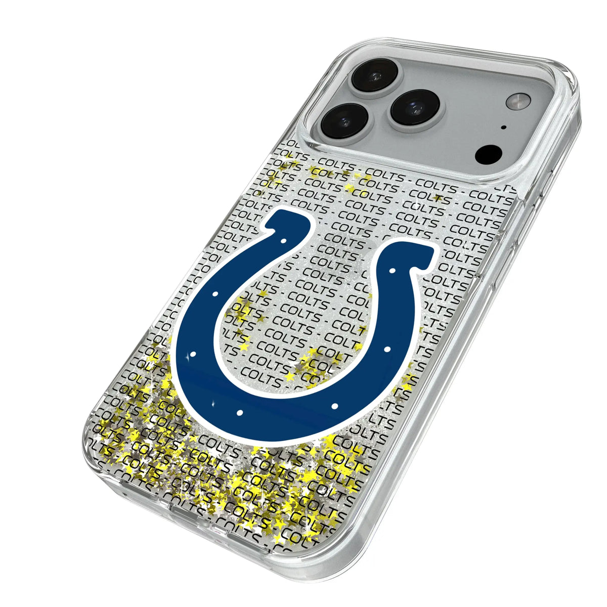 Indianapolis Colts Text Backdrop iPhone Glitter Phone Case for Apple iPhone - Isometric View#Device_iPhone 18 Pro