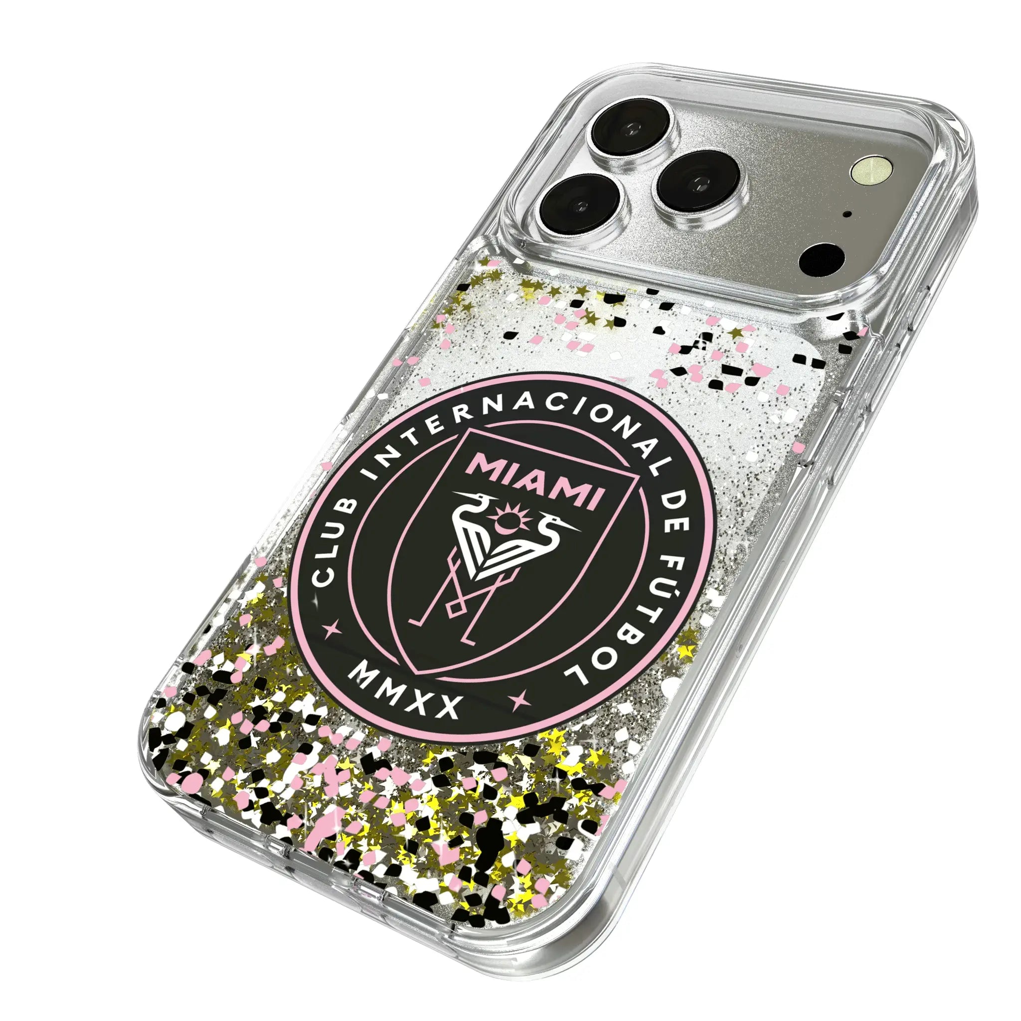 Inter Miami CF Confetti iPhone Glitter Phone Case for Apple iPhone - Isometric View