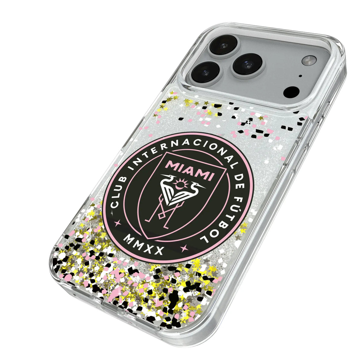 Inter Miami CF Confetti iPhone Glitter Phone Case for Apple iPhone - Isometric View#Device_iPhone 18 Pro