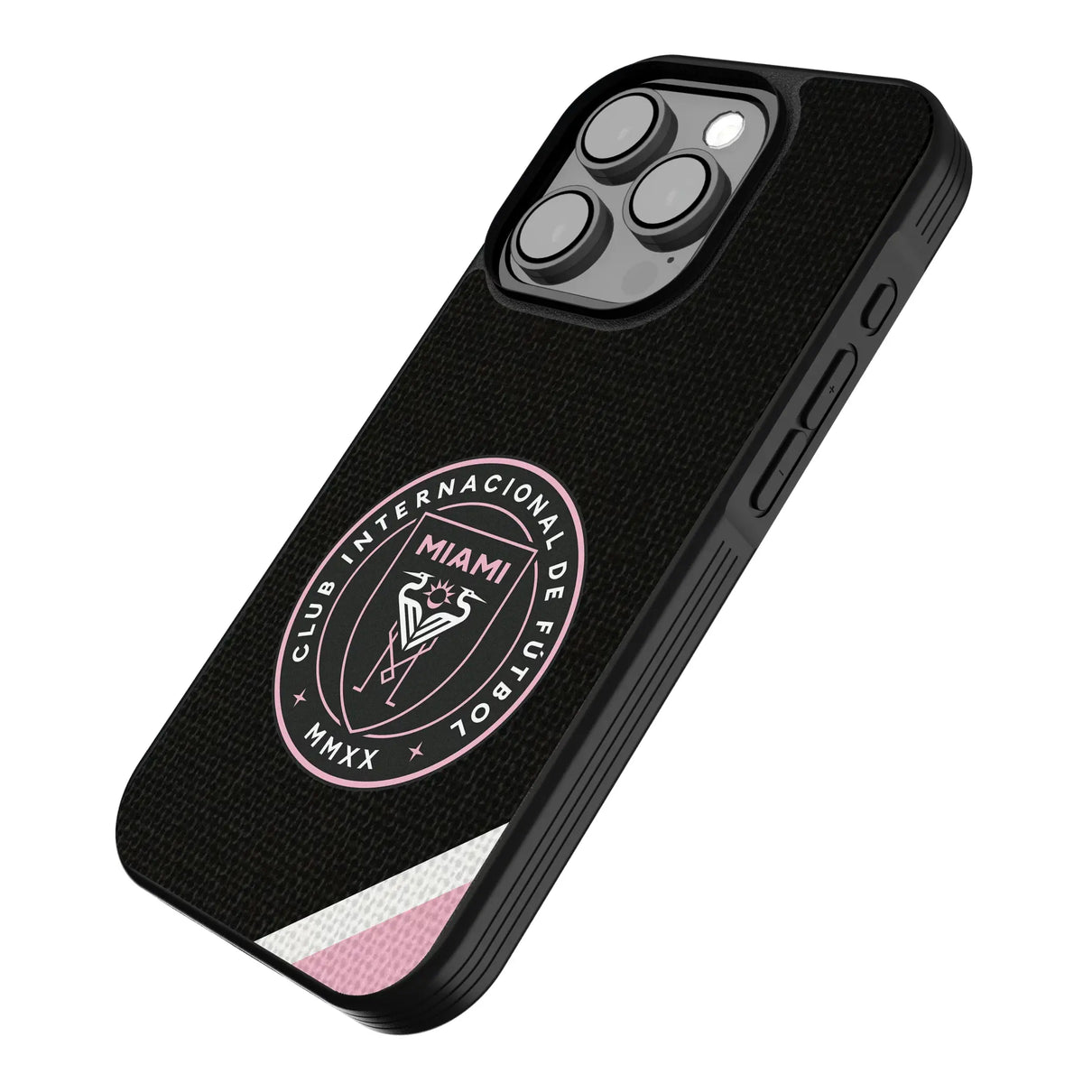 Inter Miami CF Diagonal Stripe iPhone Bump Phone Case for Apple iPhone - Isometric View