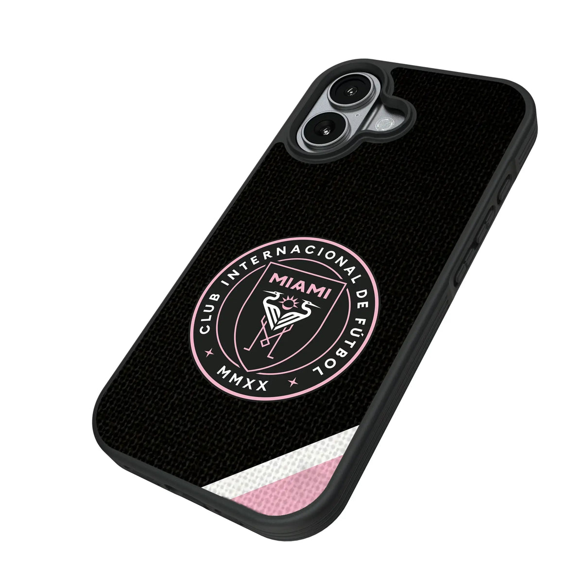 Inter Miami CF Diagonal Stripe iPhone Bump Phone Case for Apple iPhone - Isometric View#Device_iPhone 17