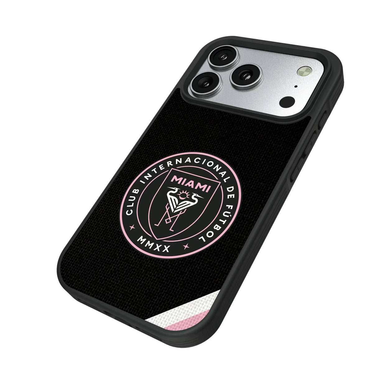 Inter Miami CF Diagonal Stripe iPhone Bump Phone Case for Apple iPhone - Isometric View#Device_iPhone 17 Pro