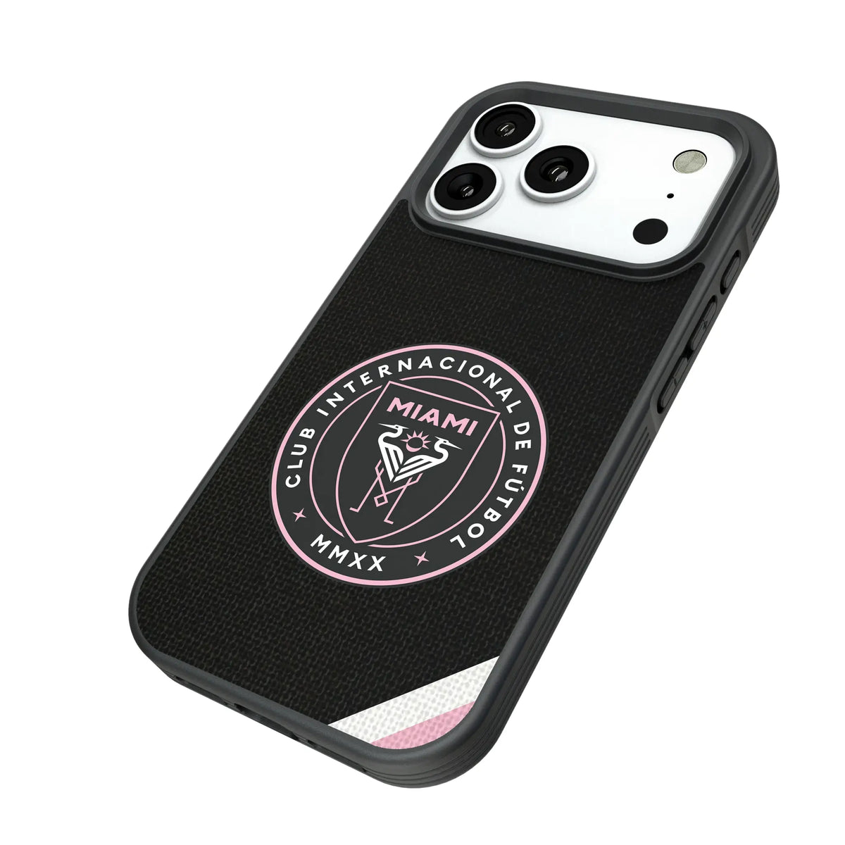 Inter Miami CF Diagonal Stripe iPhone Bump Phone Case for Apple iPhone - Isometric View#Device_iPhone 18 Pro
