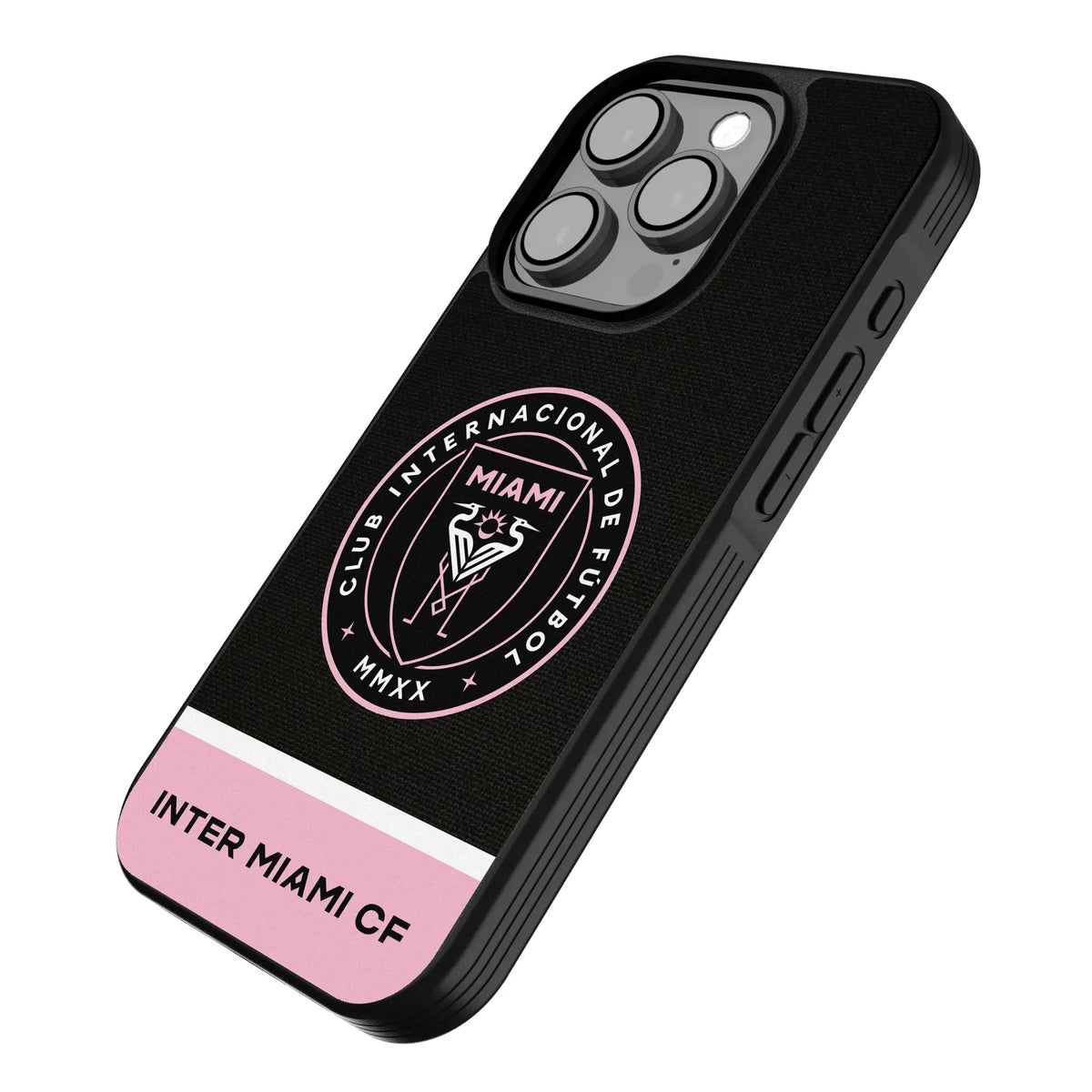 Inter Miami CF Endzone Solid iPhone Bump Phone Case for Apple iPhone - Isometric View
