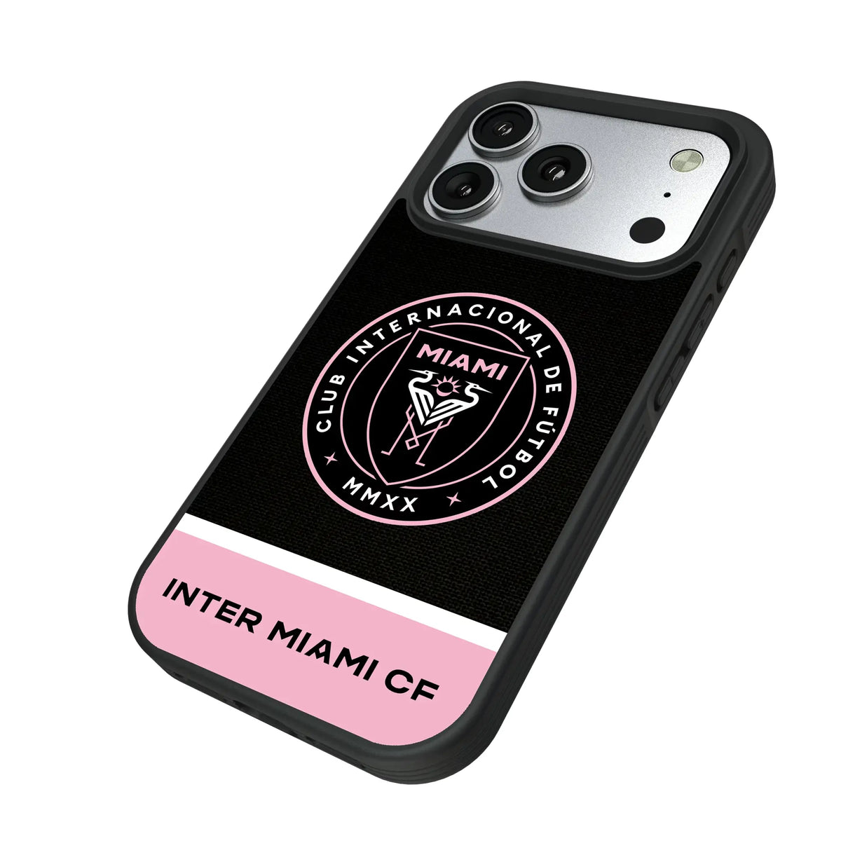Inter Miami CF Endzone Solid iPhone Bump Phone Case for Apple iPhone - Isometric View#Device_iPhone 17 Pro
