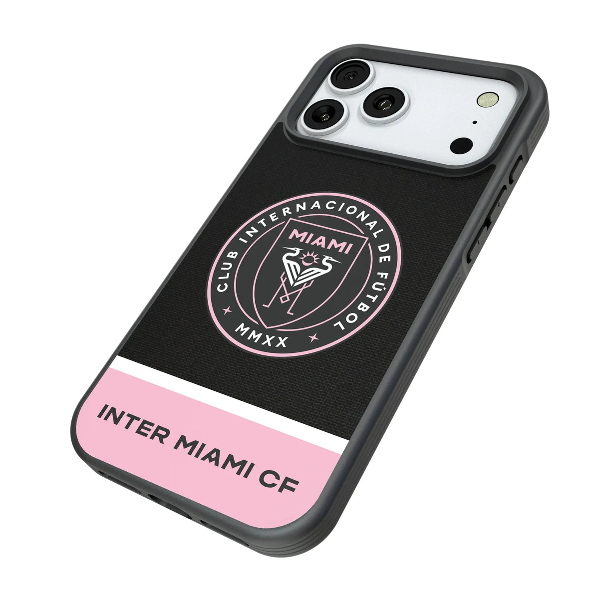 Inter Miami CF Endzone Solid iPhone Bump Phone Case for Apple iPhone - Isometric View#Device_iPhone 18 Pro Max