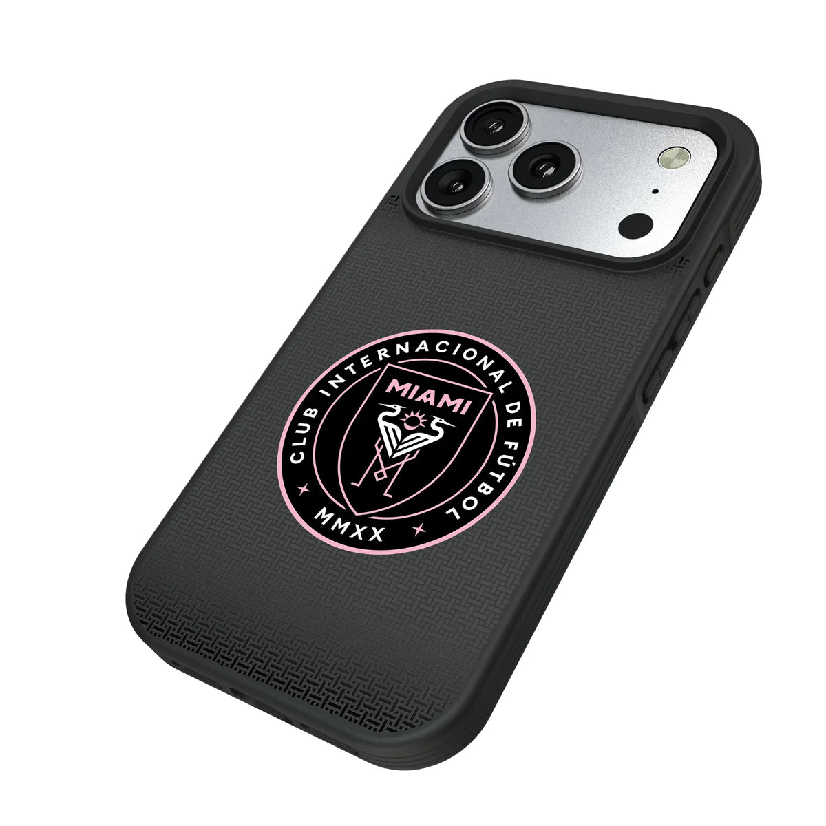 Inter Miami CF Linen iPhone Bump Phone Case for Apple iPhone - Isometric View#Device_iPhone 17 Pro