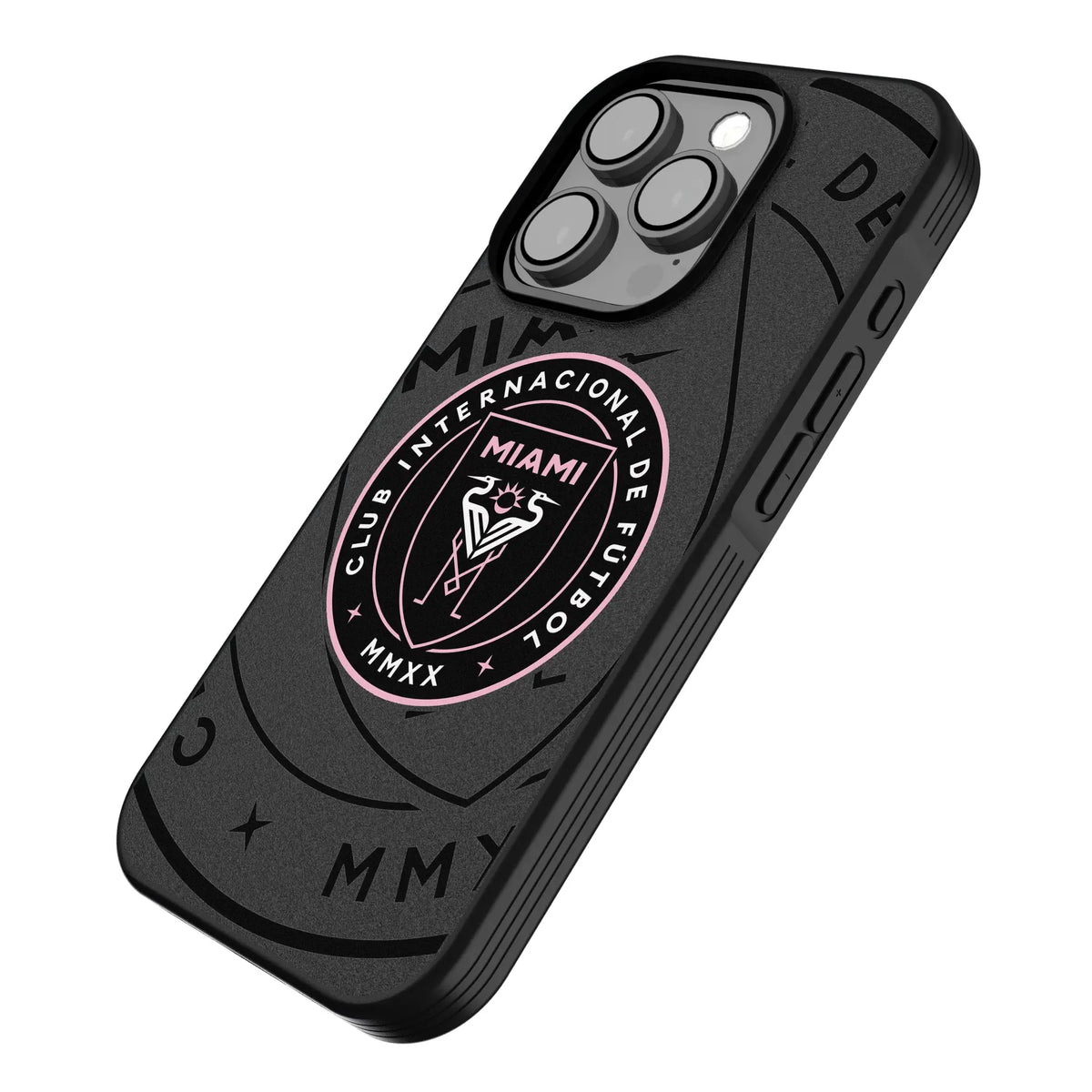 Inter Miami CF Monocolor Tilt iPhone Bump Phone Case for Apple iPhone - Isometric View