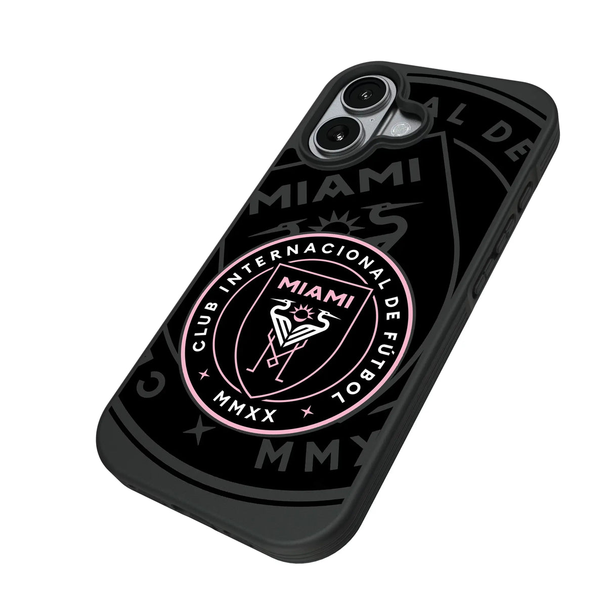 Inter Miami CF Monocolor Tilt iPhone Bump Phone Case for Apple iPhone - Isometric View#Device_iPhone 17