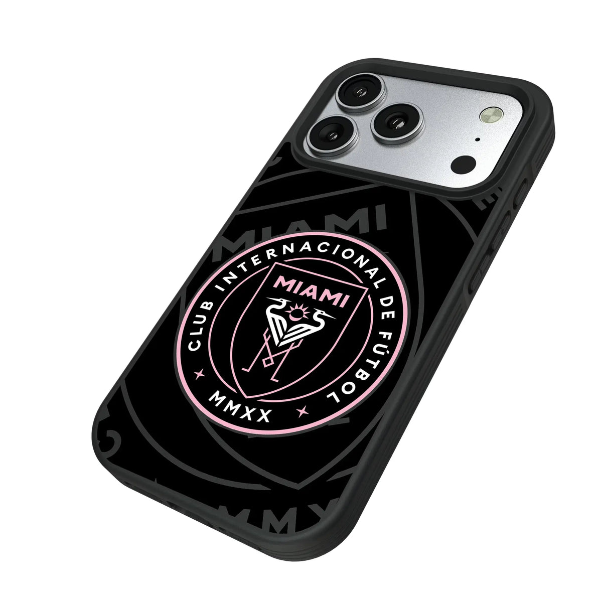 Inter Miami CF Monocolor Tilt iPhone Bump Phone Case for Apple iPhone - Isometric View#Device_iPhone 17 Pro