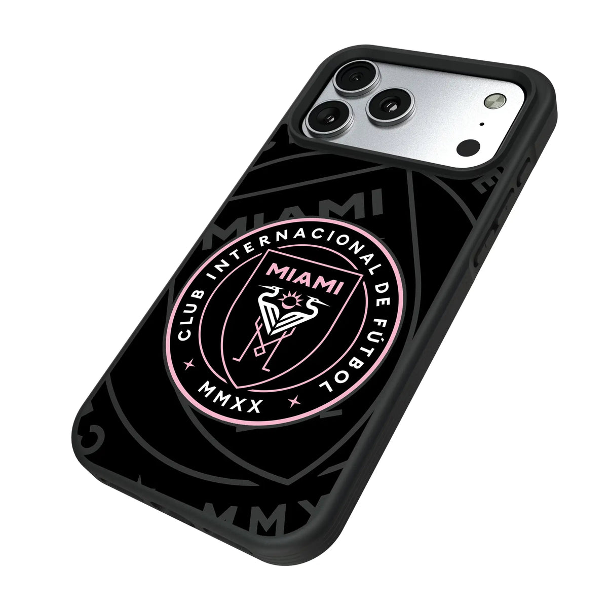 Inter Miami CF Monocolor Tilt iPhone Bump Phone Case for Apple iPhone - Isometric View#Device_iPhone 17 Pro Max